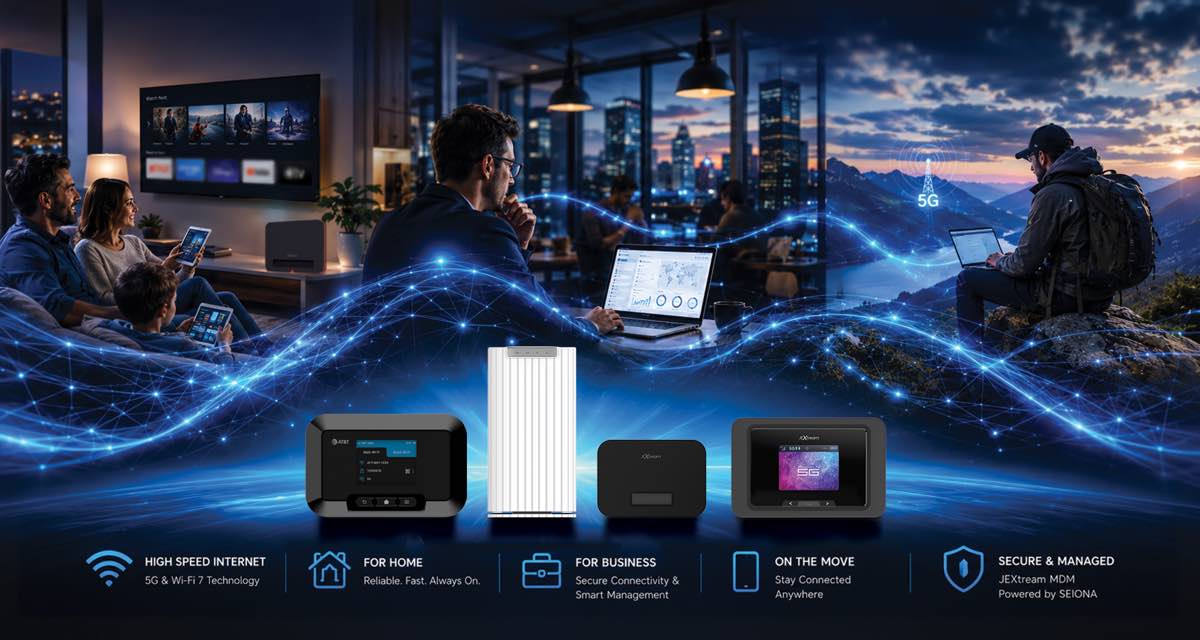 JEXtream connected internet products for home, business, and on the go