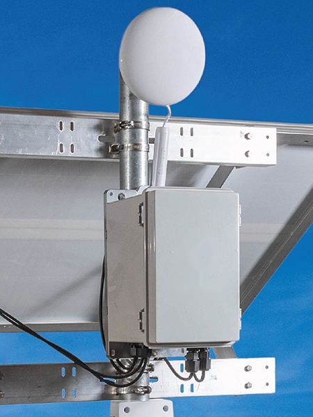 Point-to-point wireless radio mounted above a power unit