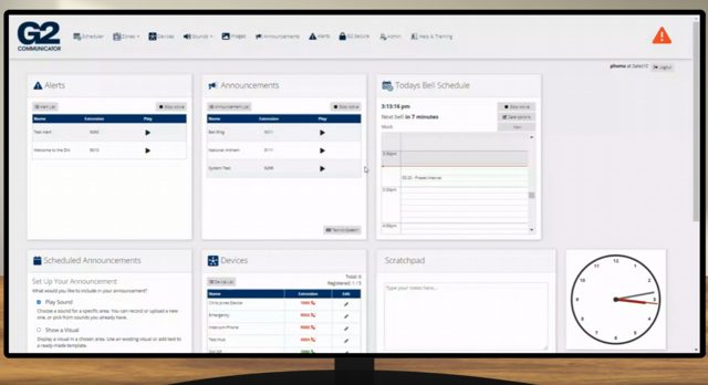 G2 Communicator dashboard on a monitor