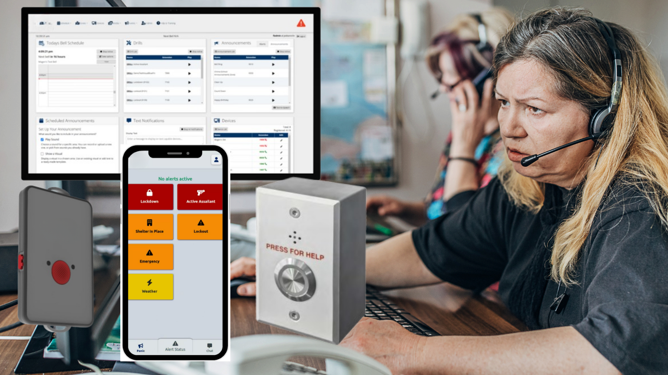 Wearable and wall-mounted panic buttons for campus and facility response
