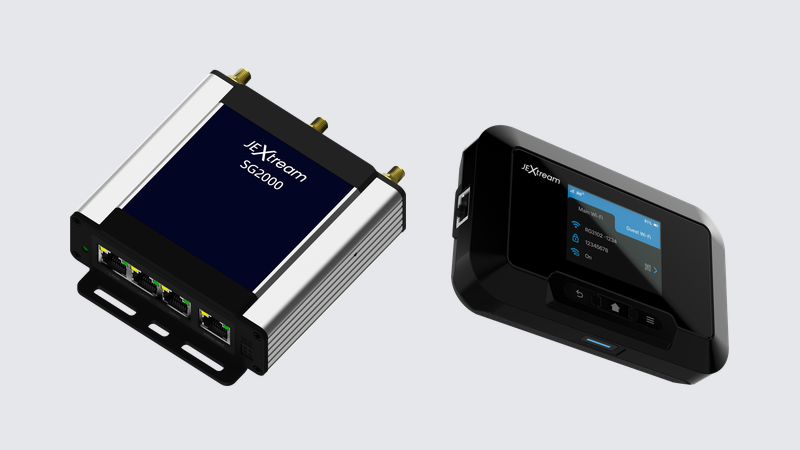 JEXtream SG2000 5G industrial router and RG3102N 5G mobile hotspot by Franklin Access