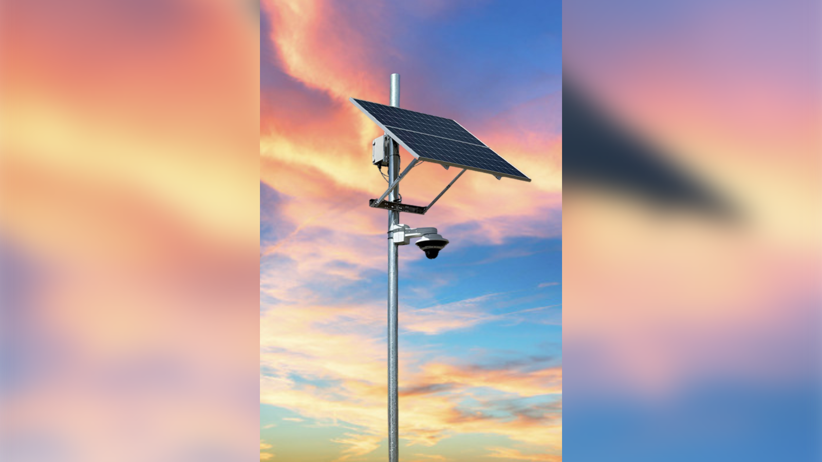 Portable camera mast with solar power and 5G or Starlink satellite connectivity deployed at a remote site