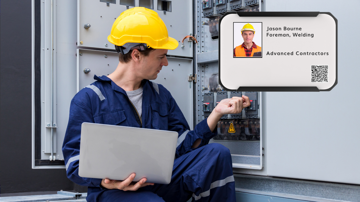 Field service technician at a customer site protected by a connected safety wearable