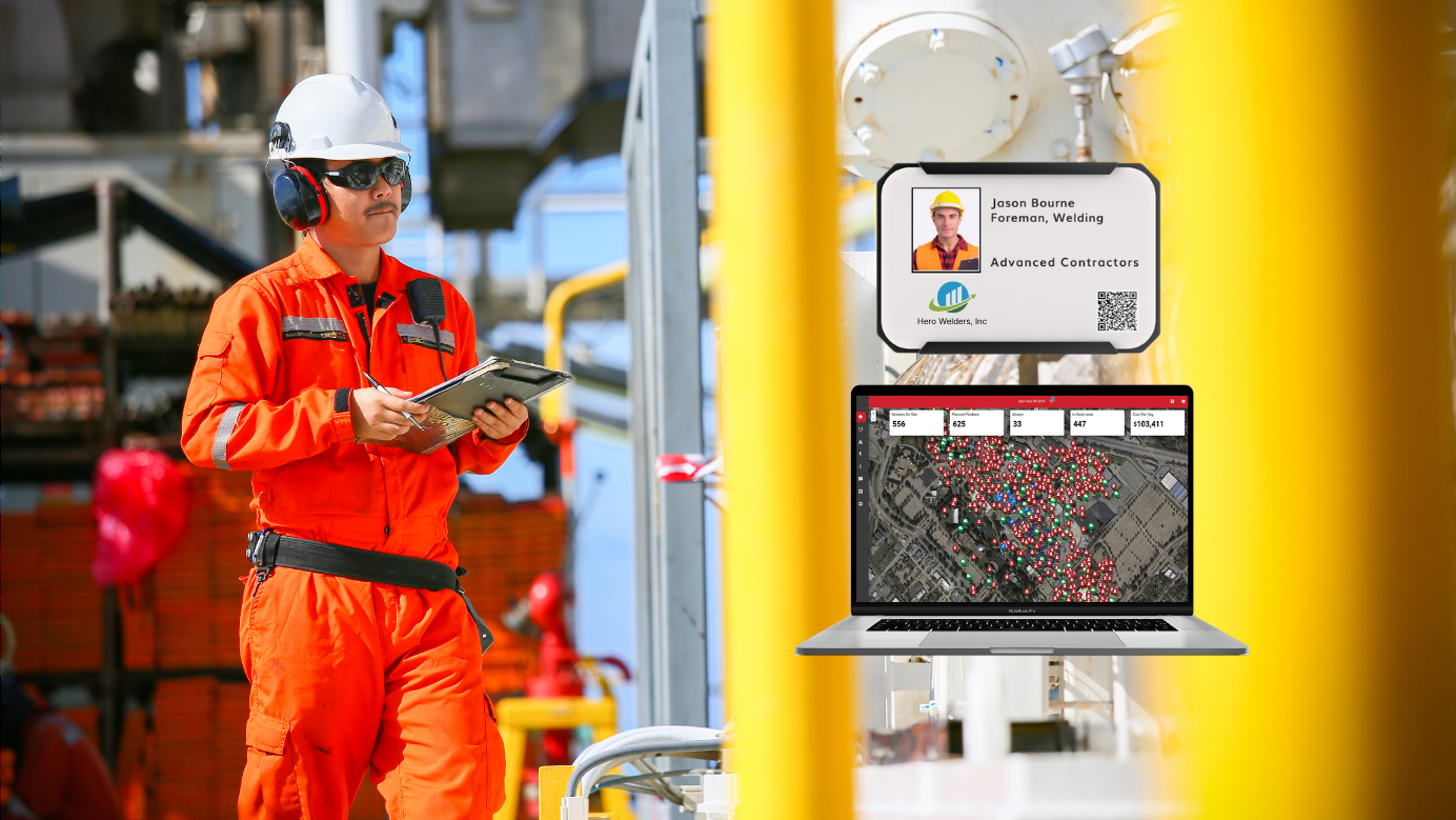 Oil and gas field operator on a remote well pad protected by a connected safety wearable
