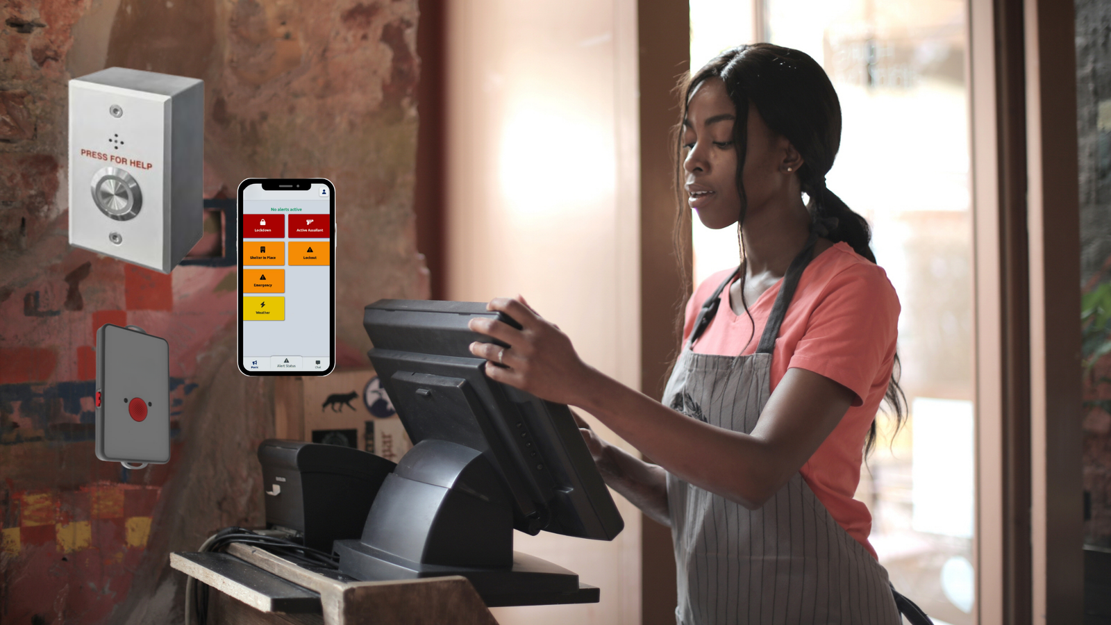 Retail staff safety and panic buttons for stores and chains