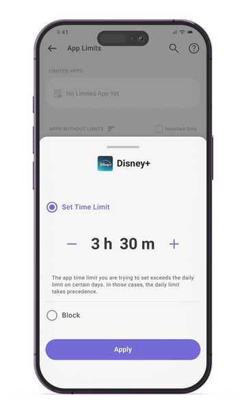SEIONA app time limit screen